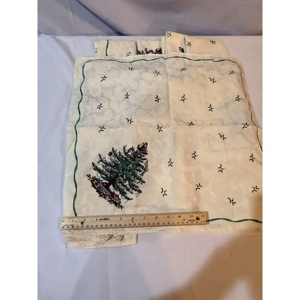 Spode Christmas Tree Damask Cloth Napkins Set of 12 Avanti Holiday Table Linens
